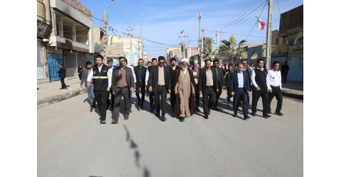 حضور مسئولان و کارکنان دانشگاه علوم پزشکی زابل، همگام و همدل با ملت شریف ایران، در راهپیمایی باشکوه یوم‌الله ۲۲ بهمن